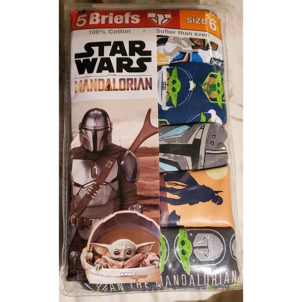 Star Wars Mandalorian 5 pair Boys Briefs size 6. Disney baby Yoda 100% cotton